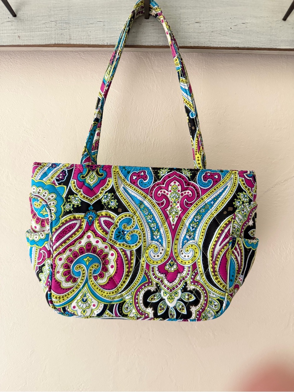 Quilted Paisley Tote Bag in Pink & Turquoise Vera Bradley